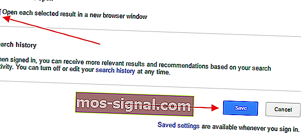 Chrome открывает каждый выбранный результат в новом окне браузера