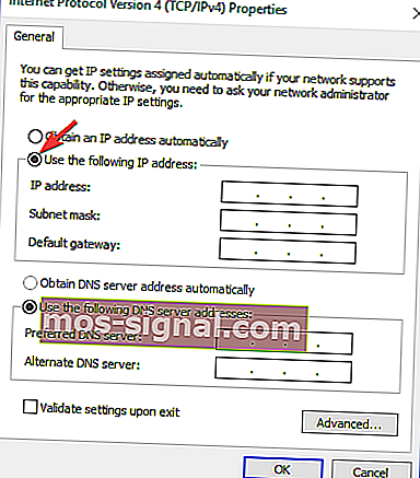 다음 IP 주소를 사용하면 DHCP 서버에 연결할 수 없습니다.