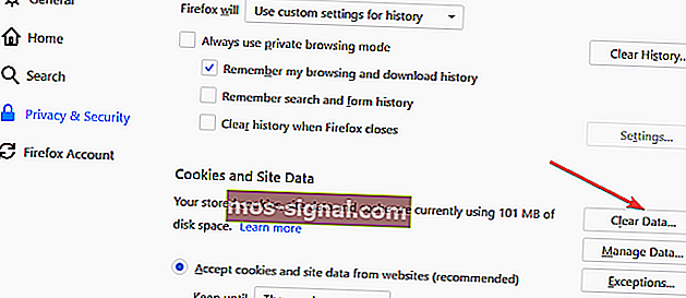 Firefox 데이터 지우기