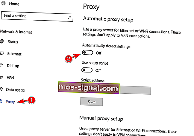 Windows 10 לא יכול לזהות הגדרות proxy