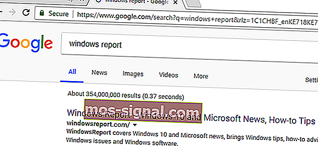 carian laporan windows chrome google