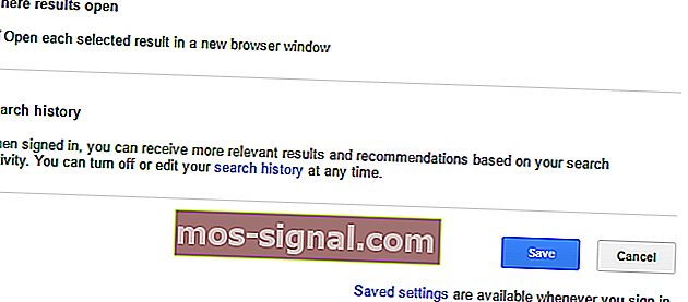 История поиска Google Chrome