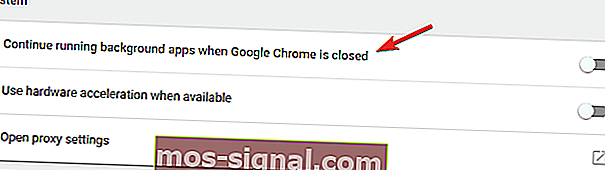 השבתת Google Chrome המשך להריץ אפליקציות רקע כאשר Google Chrome סגור