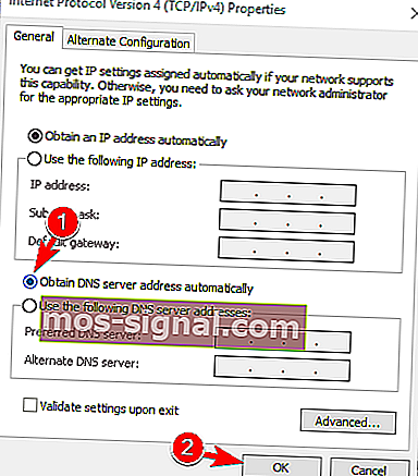 להשיג כתובת IP ושרת DNS באופן אוטומטי