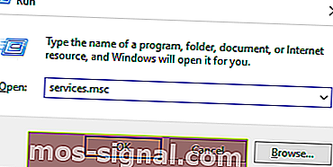 services.msc в прозорец за изпълнение - sedlaumcher.exe коригира високо използване на процесора