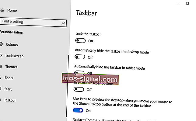 Опции на лентата на задачите как да възстановите лентата с инструменти в Windows 10
