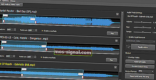 Объедините аудиофайл с программным обеспечением Audio Mix